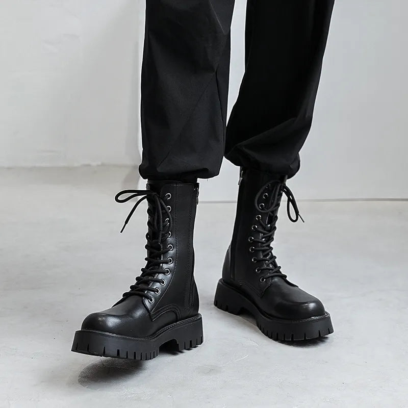 Funki Findz | Boots | Men's Lace Up Mid-Calf Biker Boots