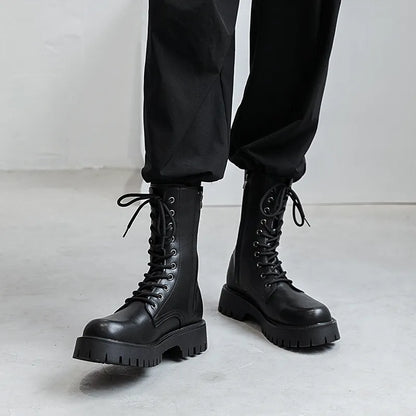 Funki Findz | Boots | Men's Lace Up Mid-Calf Biker Boots