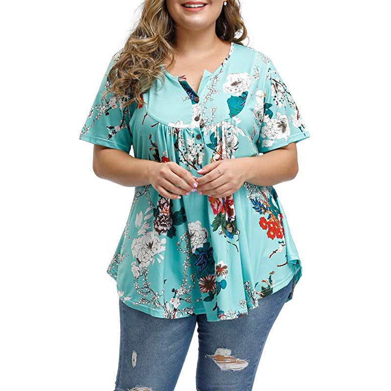 Funki Findz | Shirts | Women's Plus Floral Print Loose Fit Shirts