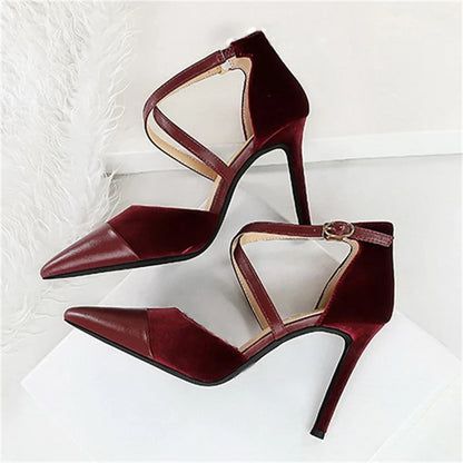 Funki Findz | Shoes | Women's Cross Strap Faux Suede Stilettos