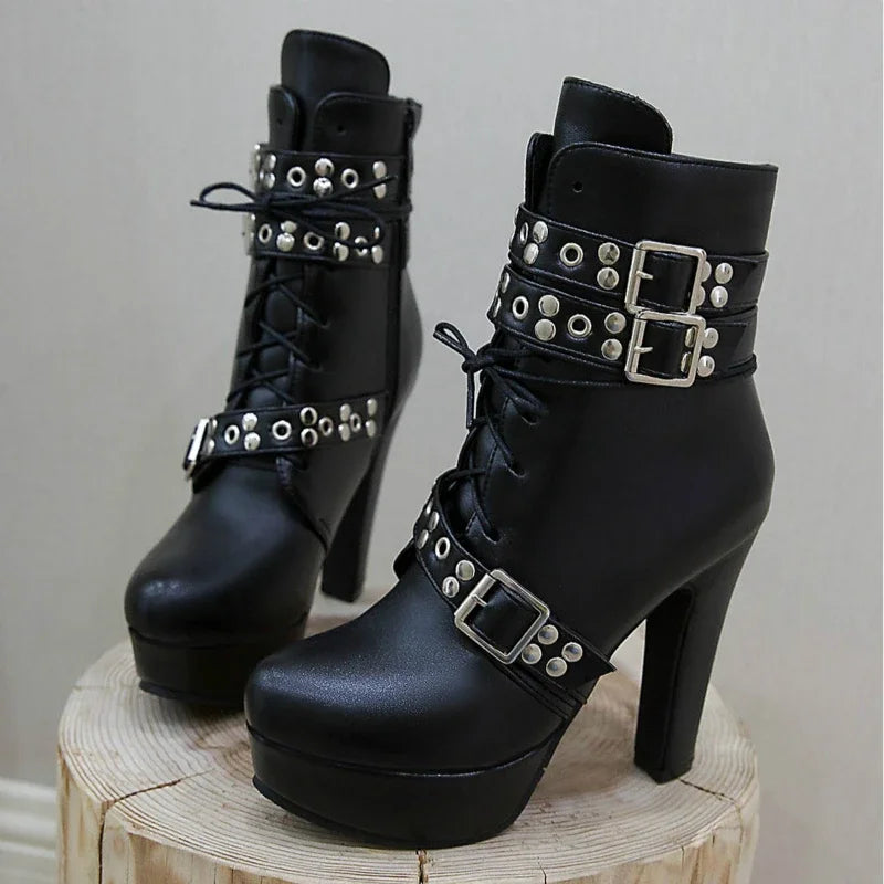 Funki Findz | Boots | Women's Buckle Strap Platform Ankle Boots