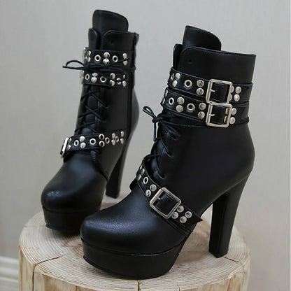 Funki Findz | Boots | Women's Buckle Strap Platform Ankle Boots