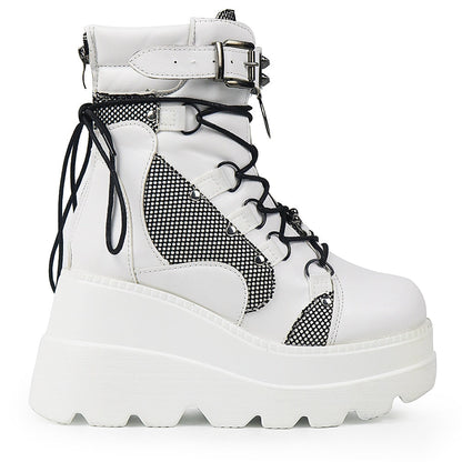 Funki Findz | Boots | Women's Goth Lace Up Platform Wedges
