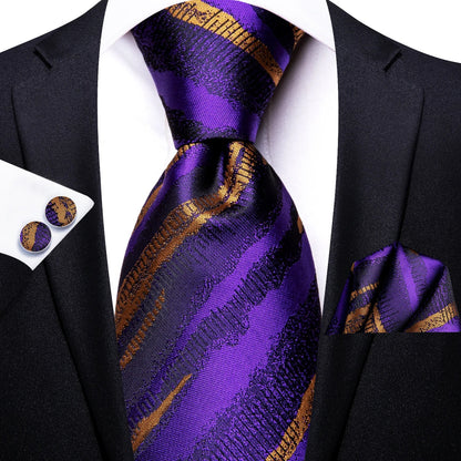 Funki Findz | Neckties | Men's Purple Silk Wedding 3Pcs Tie Set