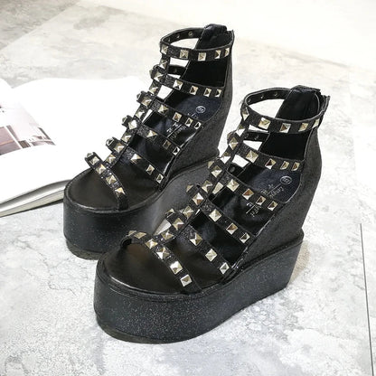 Funki Findz | Shoes | Women's Rivet Platform Gladiator Sandals