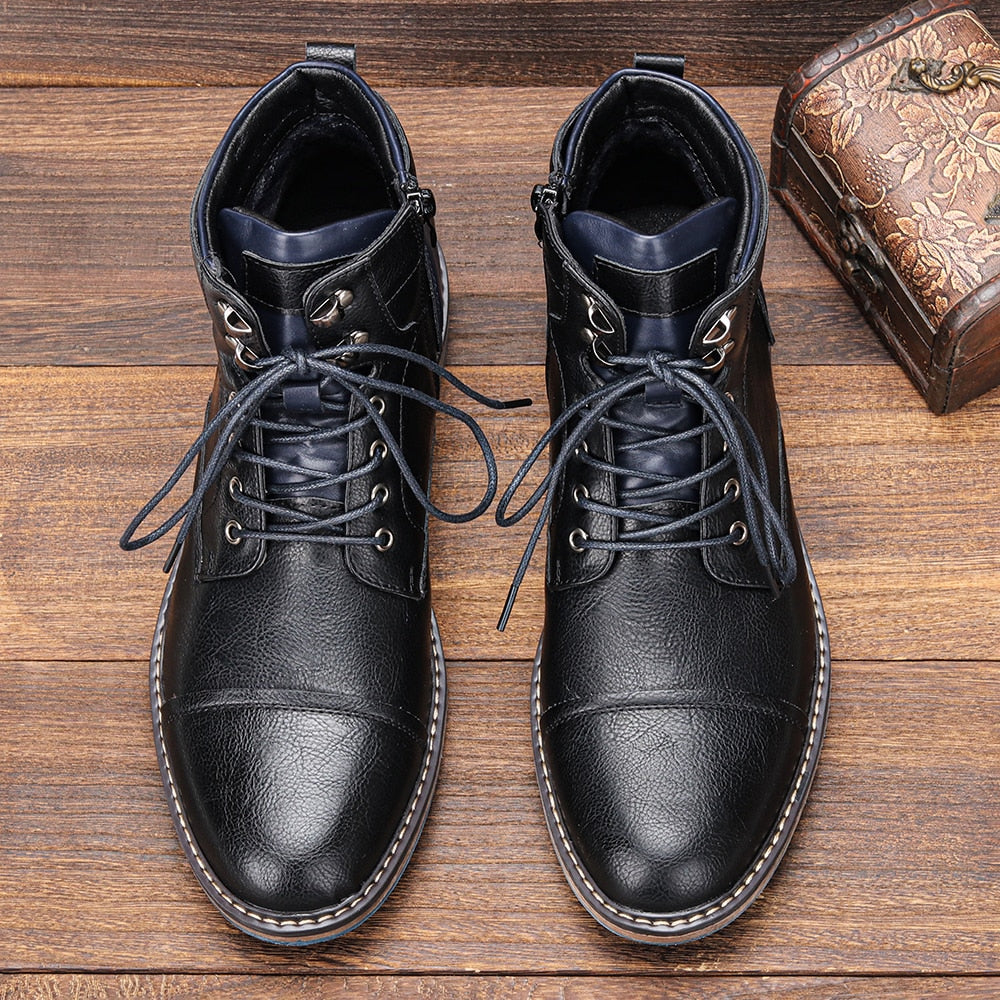 Funki Findz | Boots | Men's Faux Leather Retro Ankle Dress Boot