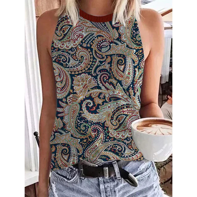 Funki Findz | Shirts | Women's Paisley 3D Print Retro Tank Tops