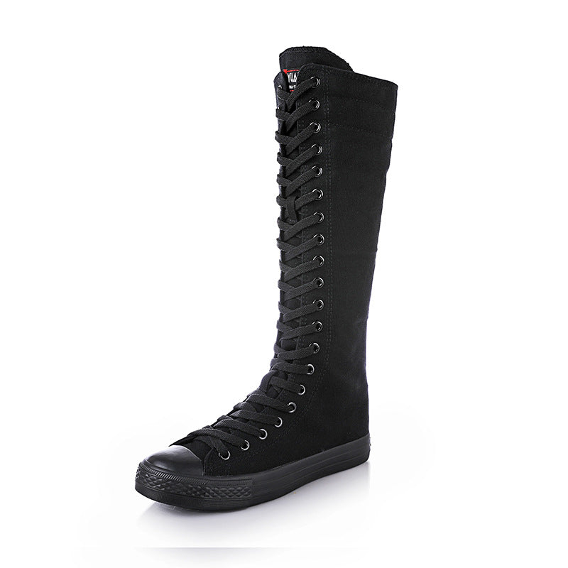 Funki Findz | Boots | Women's Lace Up Canvas Knee High Boots
