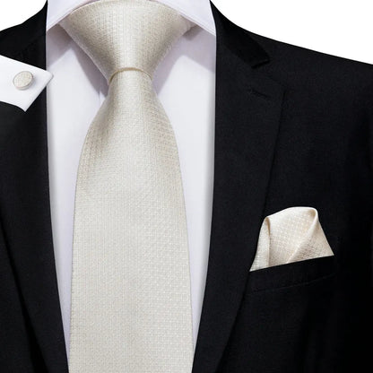 Funki Findz | Neckties | Men's 3pcs White Silk Wedding Tie Sets