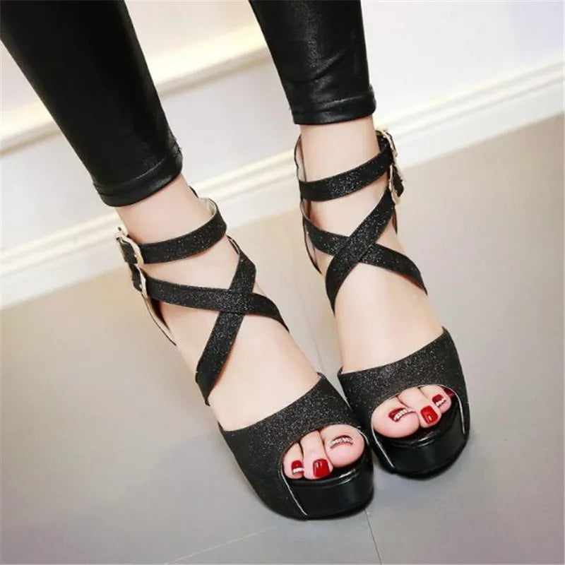 Funki Findz | Shoes | Women's Gold Glitter Platform Sandals