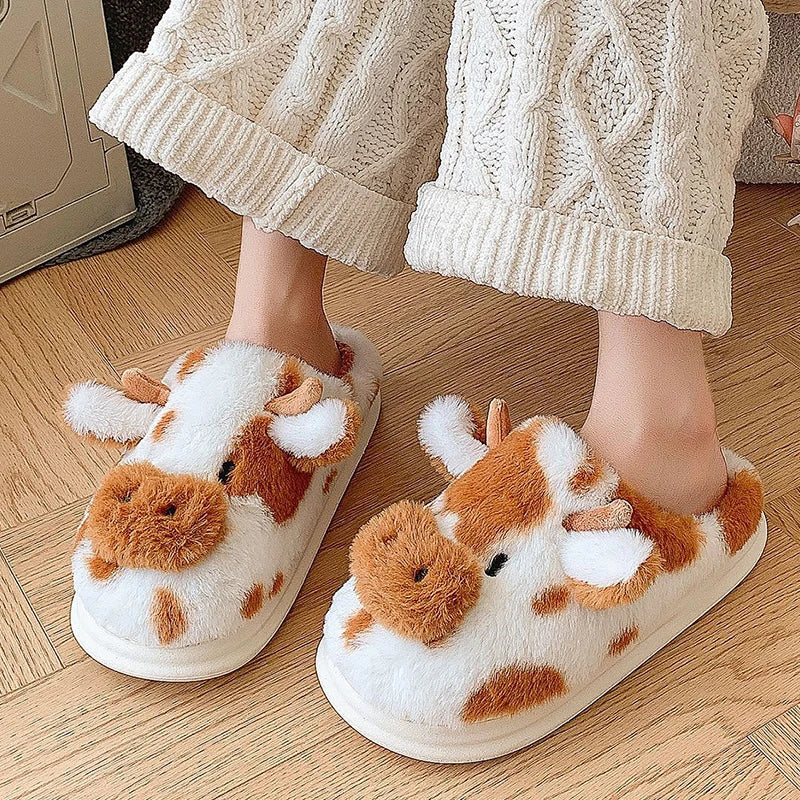 Funki Findz | Shoes | Women's Warm Cartoon Cow Slippers