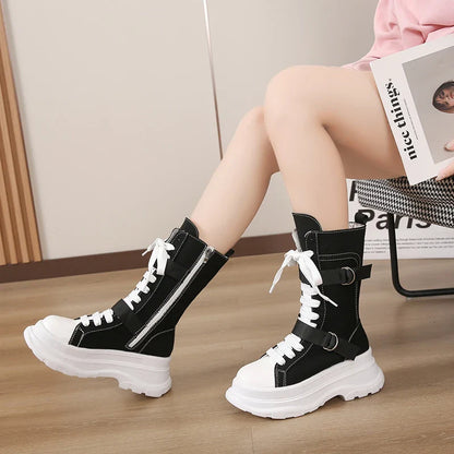 Funki Findz | Boots | Women's Canvas Chunky Platform Boots