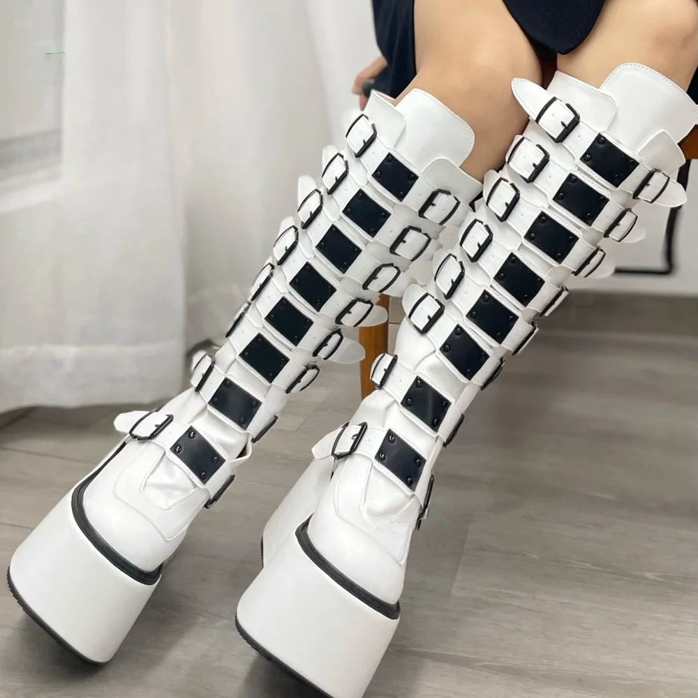 Funki Findz | Boots | Women's Metal Buckle Platform Y2K Wedge