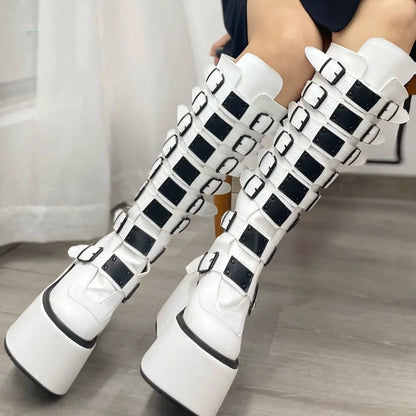 Funki Findz | Boots | Women's Metal Buckle Platform Y2K Wedge