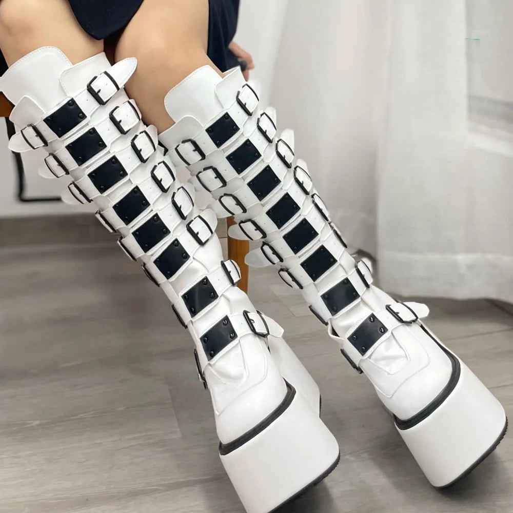 Funki Findz | Boots | Women's Metal Buckle Platform Y2K Wedge