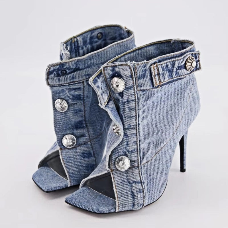 Funki Findz | Shoes | Women's Quirky Denim High Heel Shoes