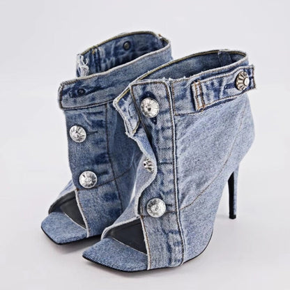 Funki Findz | Shoes | Women's Quirky Denim High Heel Shoes
