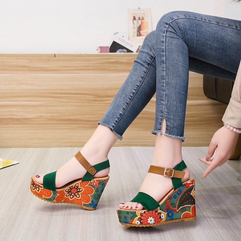 Funki Findz | Shoes | Women's Floral Platform Wedge Sandals