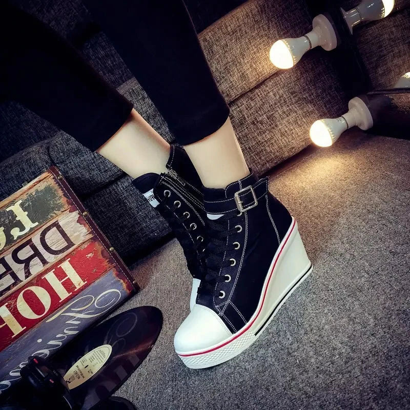 Funki Findz | Boots | Women's High Top Platform Wedge Sneaker