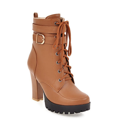 Funki Findz | Boots | Women's Block Heel Buckle Strap Ankle Boots