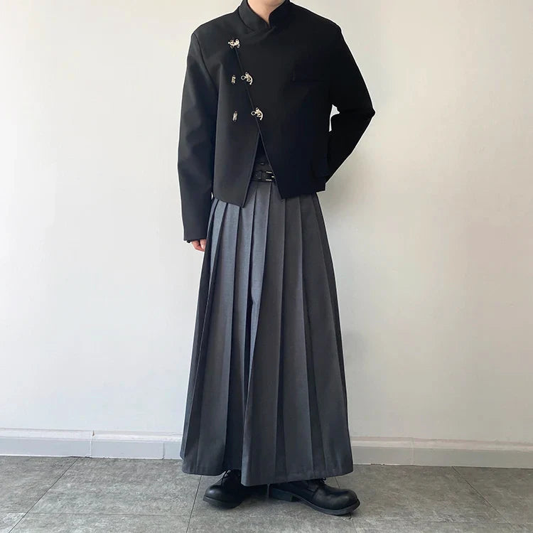 Funki Findz | Skirts | Men's Japanese High Waist Long Pleat Skirt