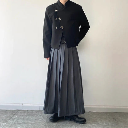 Funki Findz | Skirts | Men's Japanese High Waist Long Pleat Skirt