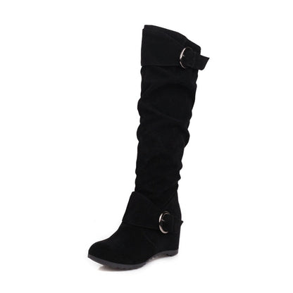 Funki Findz | Boots | Women's Mid-Calf Suede Wedge Boot