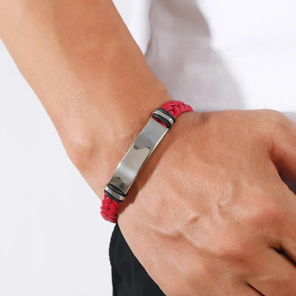 Funki Findz | Bracelets | Unisex Titanium Woven Leather Bracelet