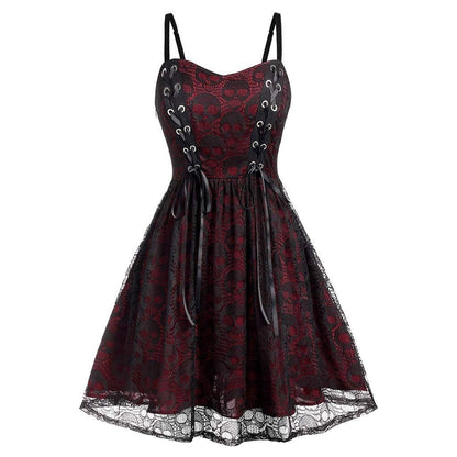 Funki Findz | Dresses | Women's Gothic Skull Lace Mini Dress