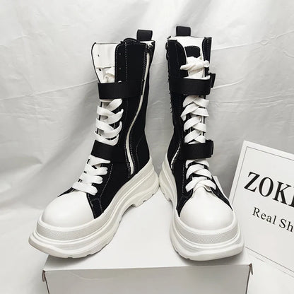 Funki Findz | Boots | Women's Canvas Chunky Platform Boots
