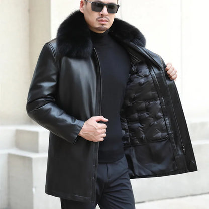 Funki Findz | Jackets | Men's Genuine Leather Long Down Jacket