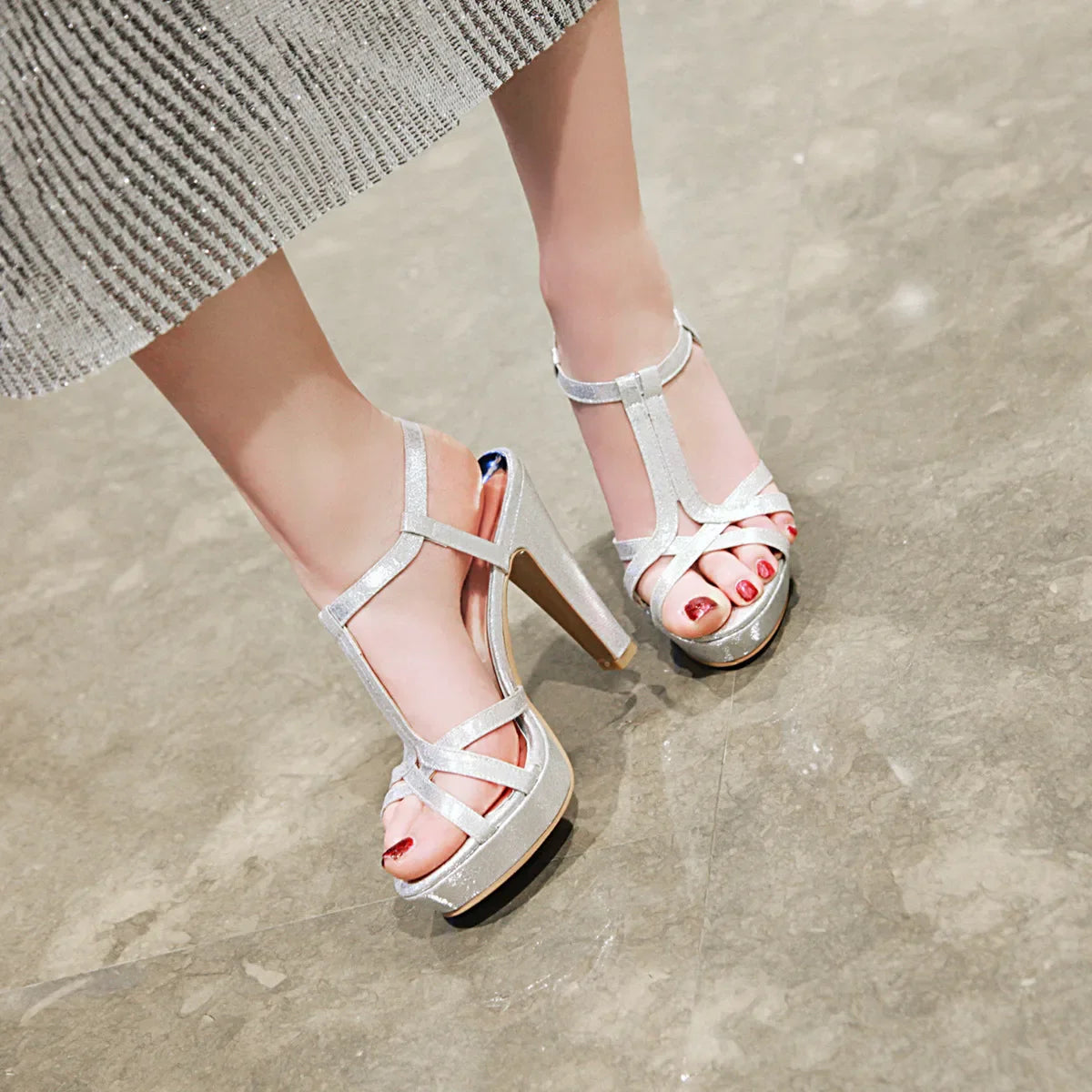 Funki Findz | Shoes | Women's Gold Silver Platform High Sandals