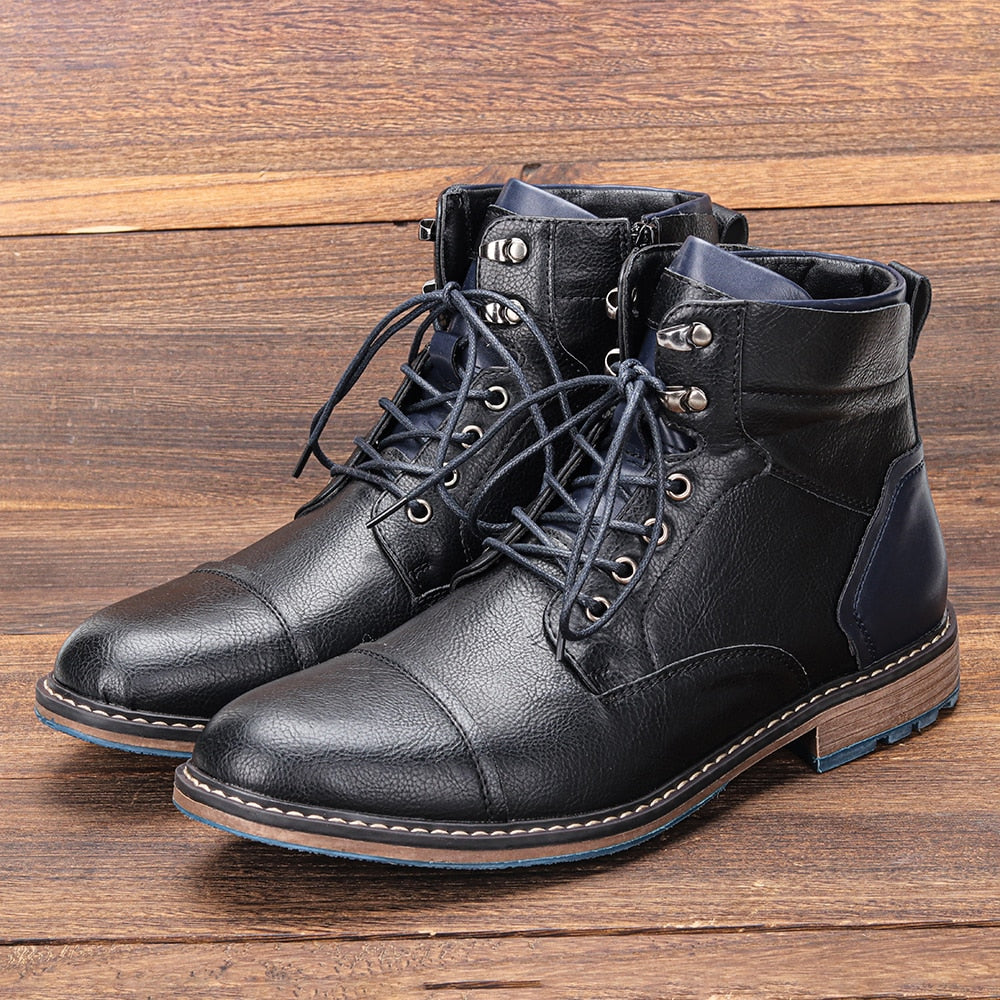 Funki Findz | Boots | Men's Faux Leather Retro Ankle Dress Boot