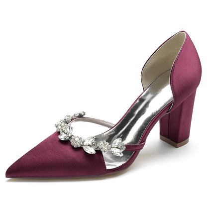 Funki Findz | Shoes | Women's Satin Crystal Block Bridal Shoes