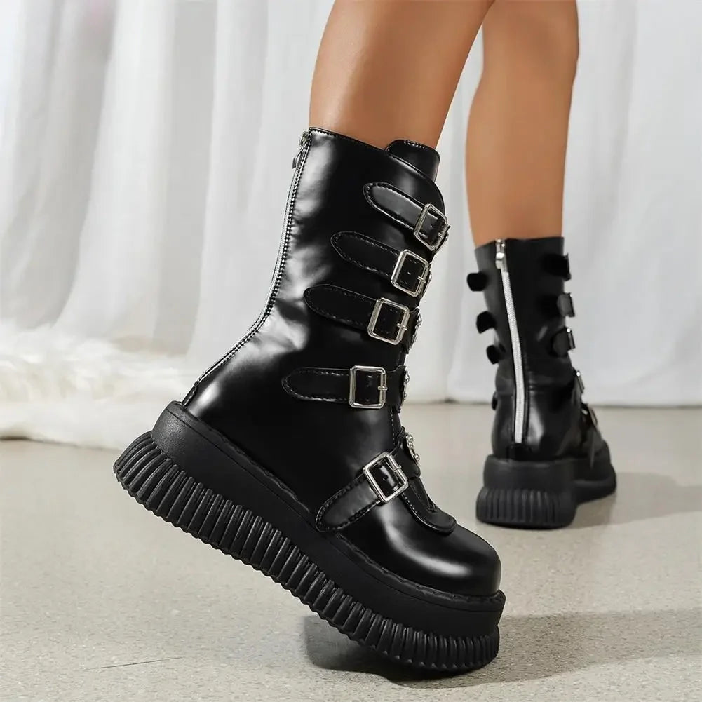 Funki Findz | Boots | Women's Gothic Mid-Calf Platform Boots