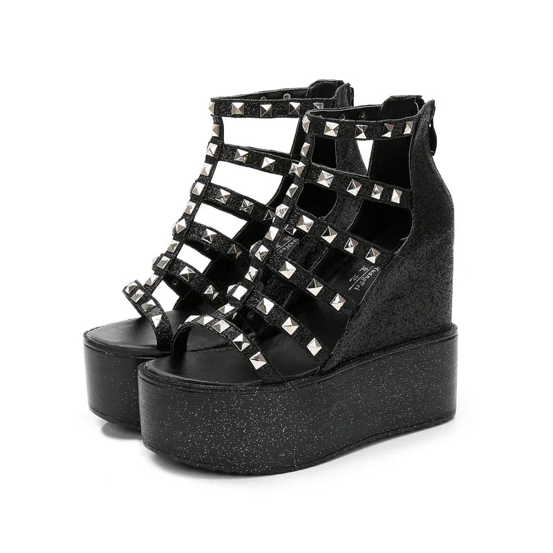 Funki Findz | Shoes | Women's Rivet Platform Gladiator Sandals