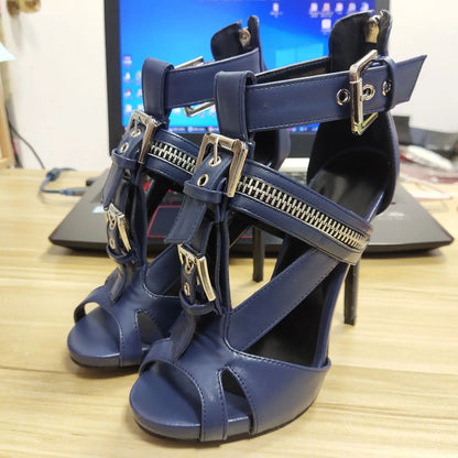 Funki Findz | Shoes | Women's Strappy Zipper Stiletto Sandals