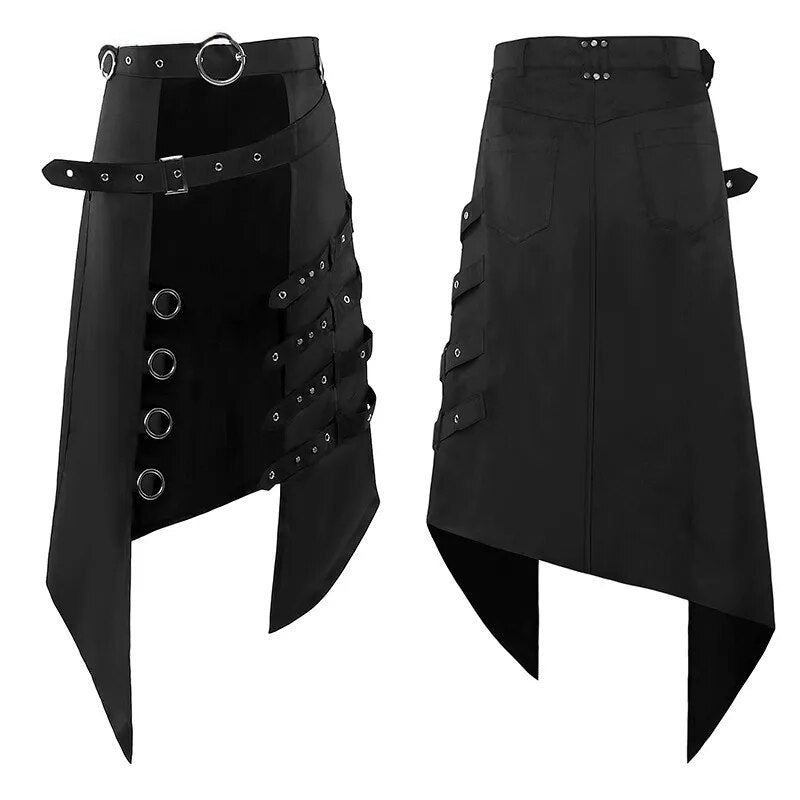 Funki Findz | Skirts | Men's Gothic Punk Buckle Strap Half Skirts