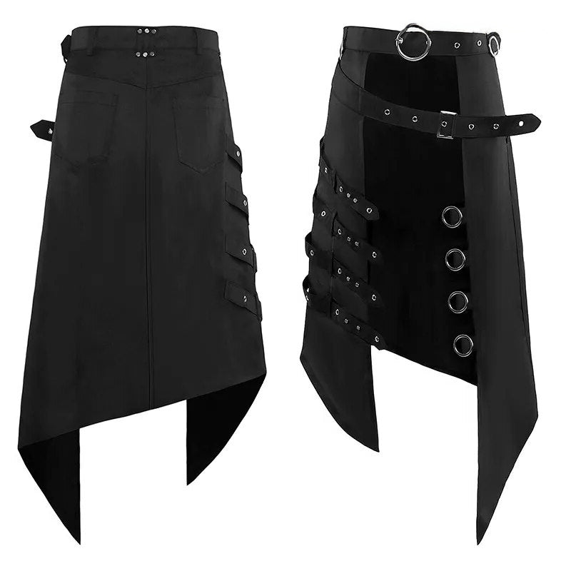 Funki Findz | Skirts | Men's Gothic Punk Buckle Strap Half Skirts