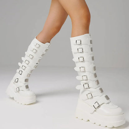 Funki Findz | Boots | Women's Punk Goth Multi Buckle Boots
