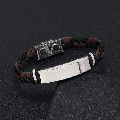 Funki Findz | Bracelets | Unisex Titanium Woven Leather Bracelet