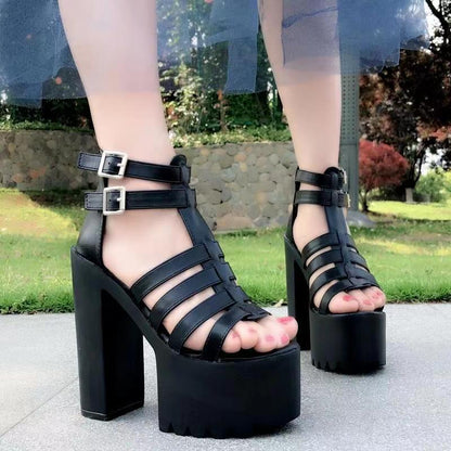 Funki Findz | Shoes | Women's Goth Open Toe Platform Sandals