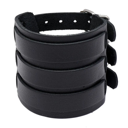 Funki Findz | Bracelets | Men's Leather 3 Tier Punk Wrist Band