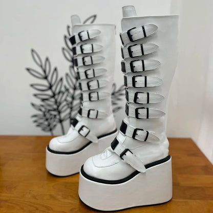 Funki Findz | Boots | Women's Metal Buckle Platform Y2K Wedge