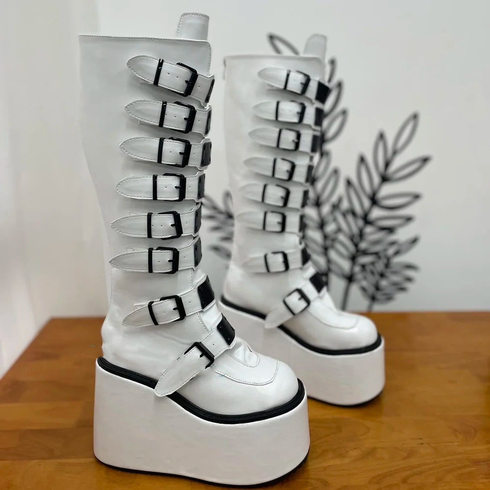 Funki Findz | Boots | Women's Metal Buckle Platform Y2K Wedge