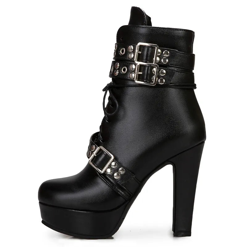 Funki Findz | Boots | Women's Buckle Strap Platform Ankle Boots