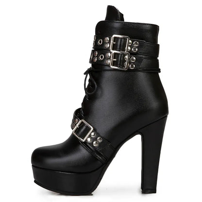 Funki Findz | Boots | Women's Buckle Strap Platform Ankle Boots