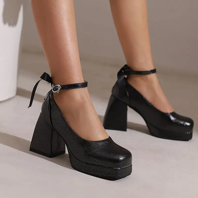 Funki Findz | Shoes | Women's Square Toe Block Heel Platforms