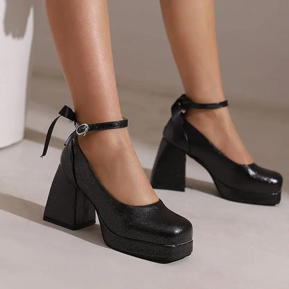 Funki Findz | Shoes | Women's Square Toe Block Heel Platforms