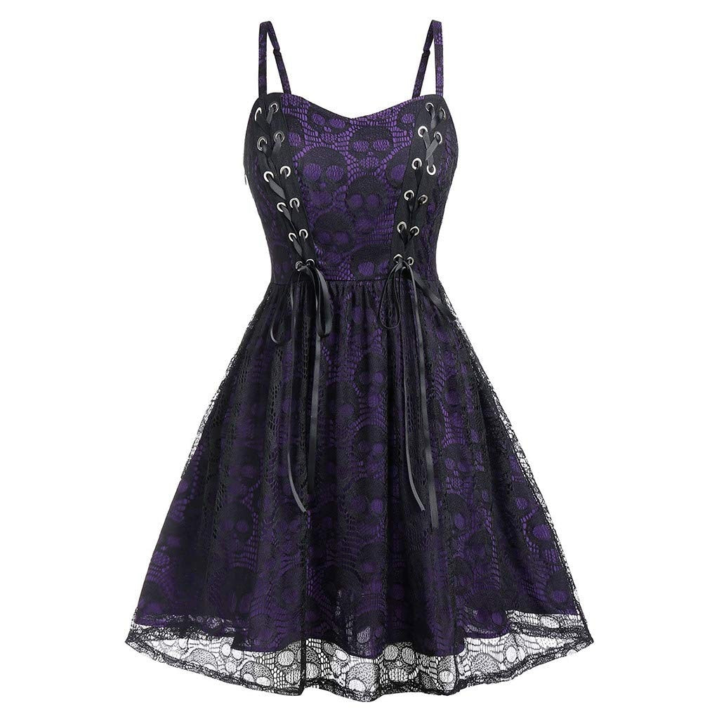 Funki Findz | Dresses | Women's Gothic Skull Lace Mini Dress